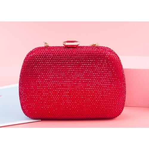 New Arrival Small Black Red Blue Crystal Clutches White Diamond Clutch Bag High Quality Evening Purse And Diamond Shoulder Bag