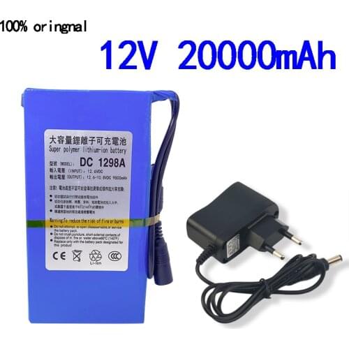 New DC 12v 3000-20000mAh Lithium ion rechargeable Battery High capacity ac power charger with 4 kinds of Capacity selection