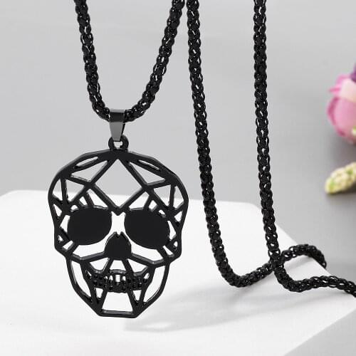 2020 Black Skull Chain Necklace for Women Necklaces & Pendants Jewelry acero inoxidable joyeria mujer