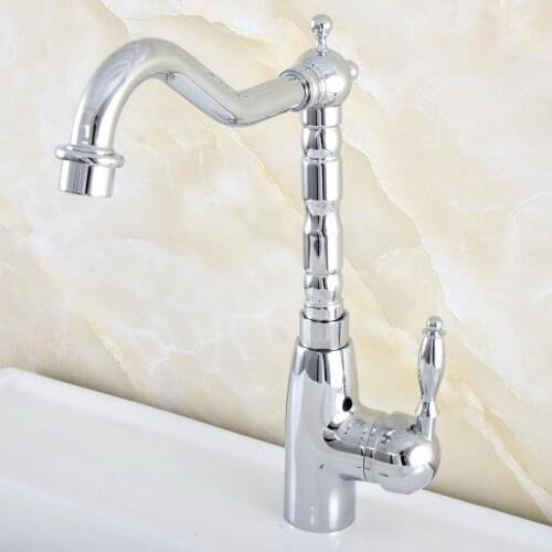 Bathroom Faucet Polished Chrome Single Handle Hot & Cold Water Mixer Taps Wash Basin Bathroom Deck Mounted Faucet Nsf829