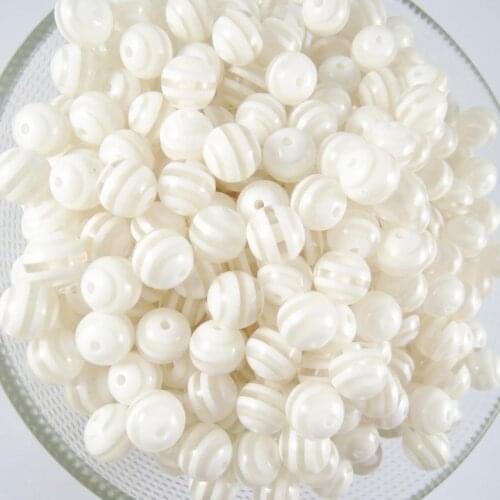 4 Sizes Transparent White stripe Acrylic Loose Resin Beads 6mm 8mm 10mm 12mm For Diy Jewelry Accessories Handmade Craft Making