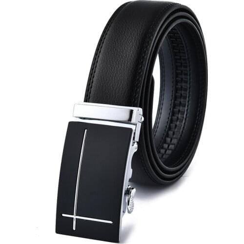 Fashion Automatic Buckle Cross Leather Male Belt Classy Touser Waist Belt for Men High Quality Designer Luxury Brand Black Brown