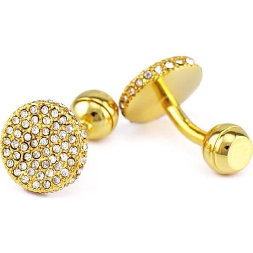 Luxury Full Rhinestone Gold French Cufflinks Mens Wedding Business Banquet Accessories Graduation Gifts High-end Mens Jewelry