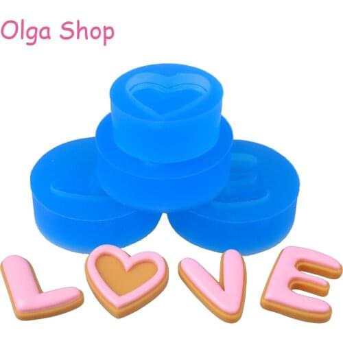 QYL394,QYL395,QYL396,QYL397 1Set 4Pcs LOVE Letters Cookie Silicone Mold - Fondant, Cake Decoration, Jewelry, Candy, Resin