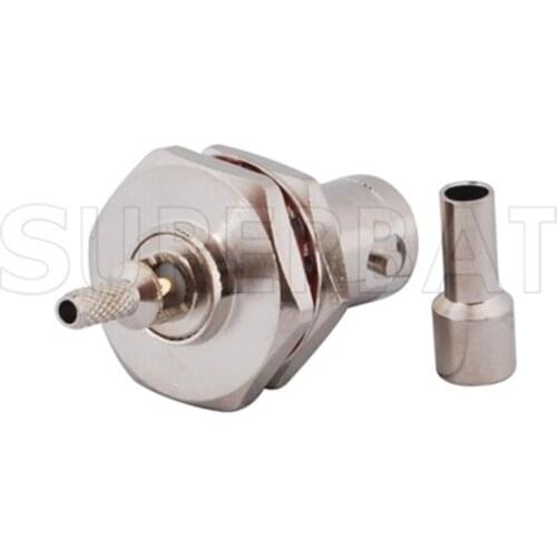 Superbat 10pcs BNC Connector Crimp Jack Female Straight Bulkhead With O-ring for LMR100
