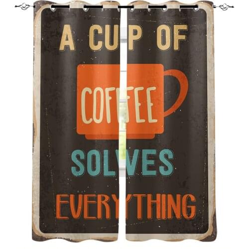 Retro Coffee Poster Blackout Curtain Living Room Bedroom Window Treatment Drapes Blackout Curtains for The Kids Bedroom