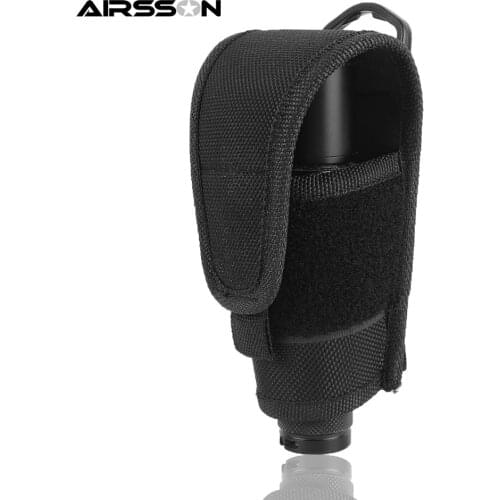 Tactical Flashlight Pouch with Clip Nylon Military Molle Flashlight Torch Holster Belt Carry Case for Outdoor Hunting Camping