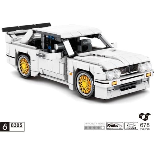 Technical germany brand classic sport car BM E30 building block model Pull back vehicle bricks toys collection FOR boys GIFTS