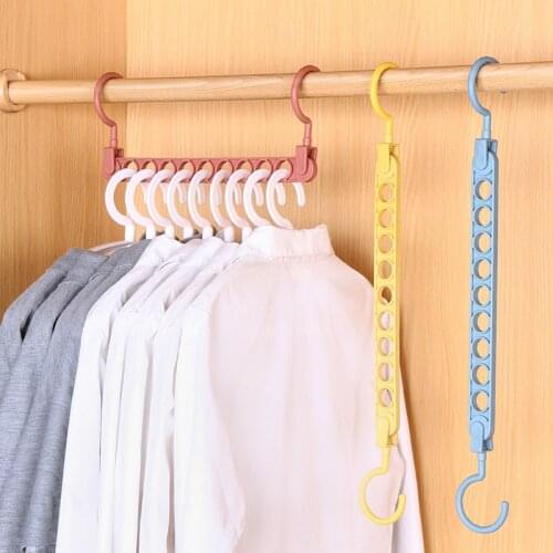 9 Hole Magic Clothes Hanger Multi-Function Folding Rotating Space Saving Drying Rack Hanging Chain Organizer Drying Cloth Hanger