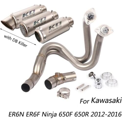 For Kawasaki ER6N ER6F EX650F 2012-2016 Motorcycle Exhaust Pipe Header Mid Link Pipe Slip On 51mm Muffler DB Killer Ninja 650R/F