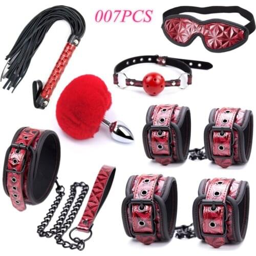 High Quality Adult Sex Products Sex Toys BDSM Sex Bondage Set Handcuffs Collar Whip Anal plug Fox Tail Couples Games Adult Toys