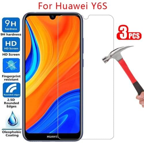 Protective tempered glass for huawei y6s 2019 screen protector on huaweiy6s y 6s 6 y6 s ys6 6ys film huawey huwei hawei huawi 9h