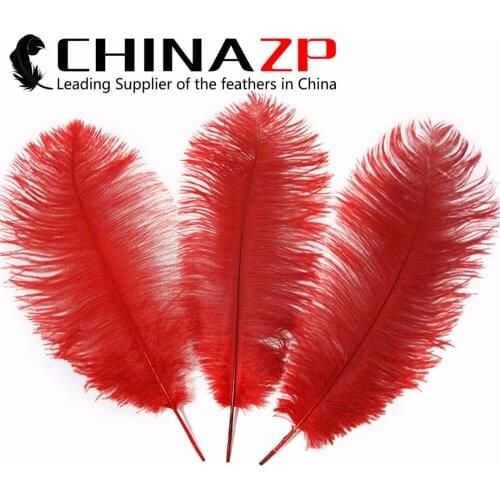 CHINAZP Factory 100pcs/lot 25-30cm (10-12inch) Fantastic DIY Decoration Dyed Red Natural Ostrich Plumage Feathers