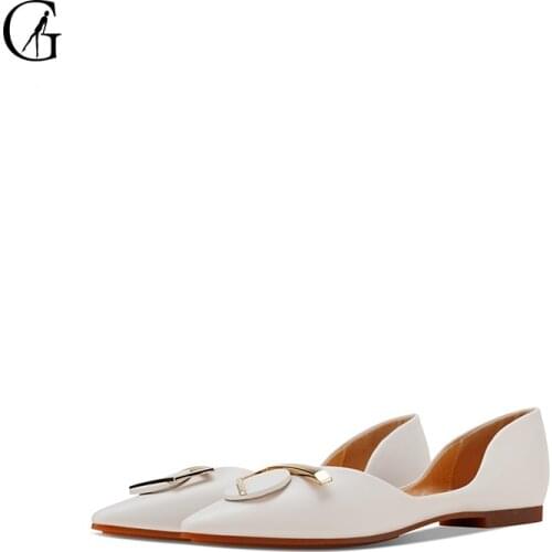 GOXEOU Womens D'orsay Flats Candy Colors Apricot Pink PU Decoration Buckle Casual Party Fashion Office Lady Shoes Size 35-40