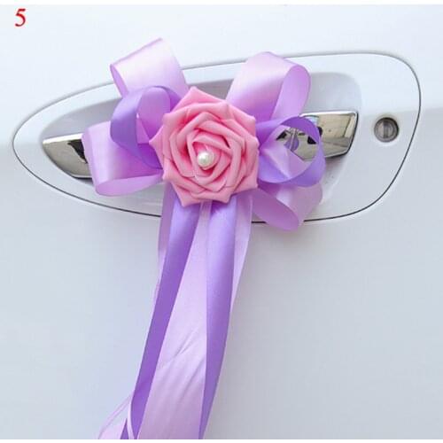 1PC Door Handles Flower Beautiful Wed Party Festival Supplies Rearview Mirror Decorations Wedding Car Decoration Flower 12colors