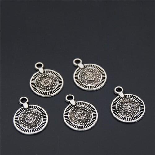 10pcs Handmade Retro Zinc Alloy Small Round Coin Charms Bracelet Necklace Jewelry Making Handmade DIY A2318