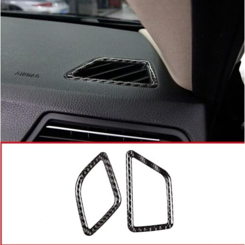 2pcs Real Carbon Fiber For BMW 5 Series F10 F18 520 2011-2017 Car Dashboard Side Air Conditioning Vent Frame Sticker LHD