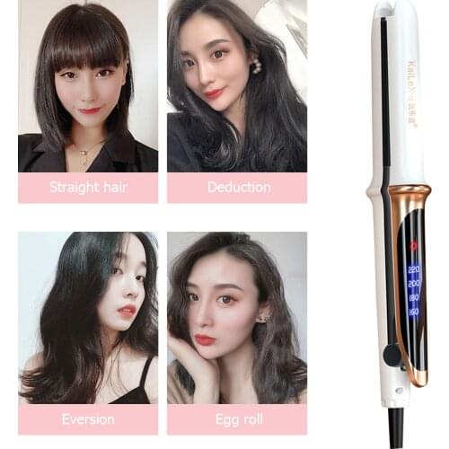 2 in 1 Dual Use Hair Straightener Roller Four-Gear Temperature Control Heating Curler Plate Home Salon Thermal Beauty Tool