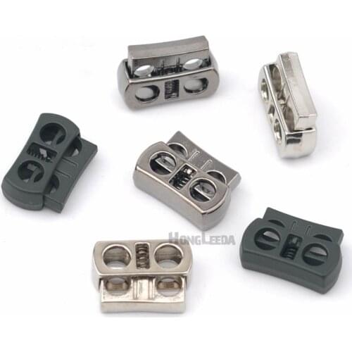 30 pcs / lot STP-014 2-hole square metal alloy stoppers toggle cord locks 4mm Drawstring lock bungee cord Silver,Black,gunmetal
