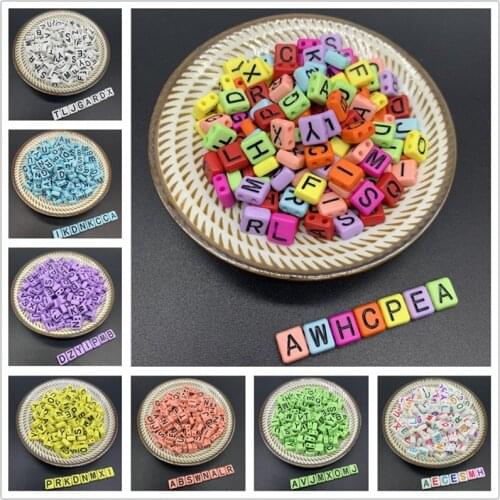 50pcs/Lot 8mm 2 Hole Square Shape Acrylic Spaced Beads 26 Mix Letter Beads For Jewelry Making DIY Charms Bracelet Necklac