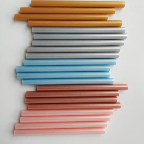 50Pcs Pearl Powder Hot Melt Glue Stick Cherry Blossom Powder Pearly Tile blue Metallic Gloss Color Adhesive 7*100mm