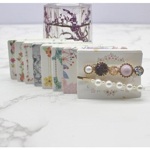 5x7cm 50pcs white marbling paper hair clip card jewelry package card flower print paper hairclaw oranments display card