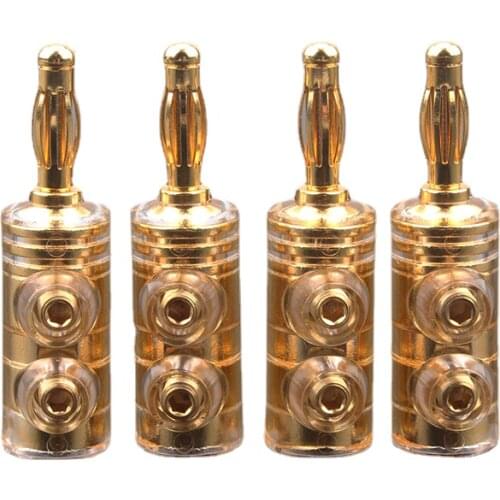 Pure Copper Gilded Audio Cable Banana Plug Solderless Speaker Cable Connector