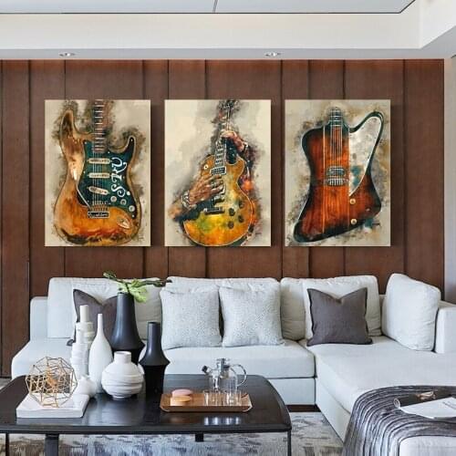 Abstract Wall Art Poster Canvas Prints Rock Guitar Canvas Painting Vintage Mural Poster Home Decor Nordic Style Wall Picture