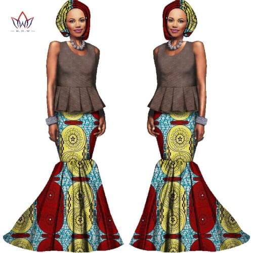African Dashiki Print Dress Crop Tops&Skirt Set Party Wedding No Sleeve Dress African Women Mermaid Skirt Long Skirt Set WY1806