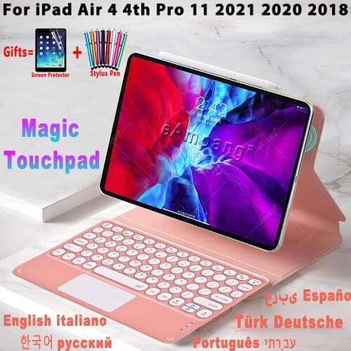 Magic TouchPad Keyboard Case for iPad Air 4 4th 10.9 Pro 11 2021 2020 2018 Arabic Spanish Russian Korean Trackpad Keyboard Cover