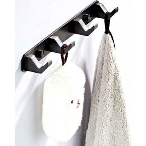Black 4 Coat Hook Wall Mounted Brass Kitchen Bathroom Towels Bag Hat Clothes Key Robe Hooks Holder Wall Hanger Bath Accessories
