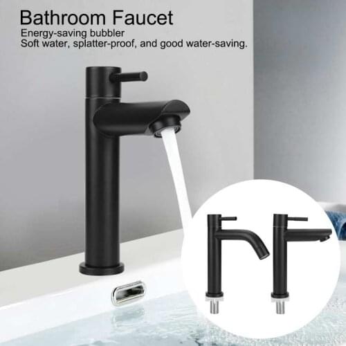 G1/2in Black Kitchen Sink Faucet Stainless Steel Washbasin Faucets Single Cold Water Tap for Kitchen Bathroom basin water taps