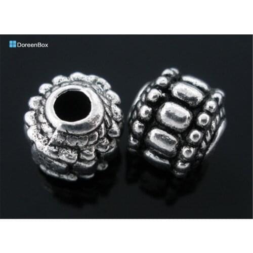 Doreen Box hot- 40 PCs Silver Color Lantern Spacer Beads Findings 7x7mm (B04281)