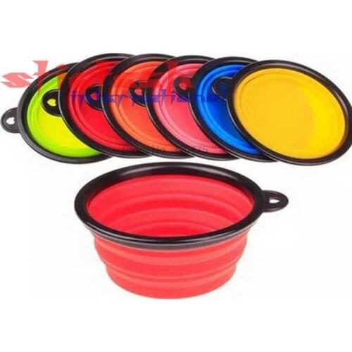 By dhl 100pcs Pet Dog Bowl Silicone Pad Feeding Candy Color Dog Bowl Travel Portable Foldable Puppy Food Container Feeder Dish