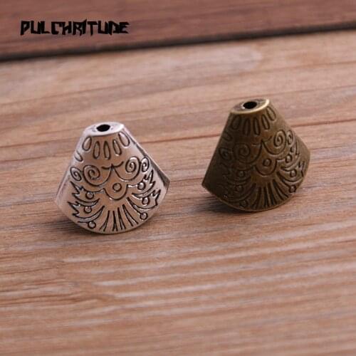 16pcs 10*18*20mm Two Color Receptacle Hollow Horn DIY Spaced Jewelry Accessories Charms For Jewelry Making