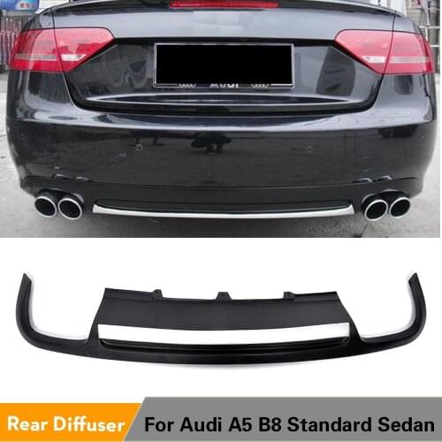 PU Black Painted Car Rear Diffuser Lip Spoiler For Audi A5 B8 Sedan 4 Door Standard 2008 - 2011 Non-Sline Two Styles