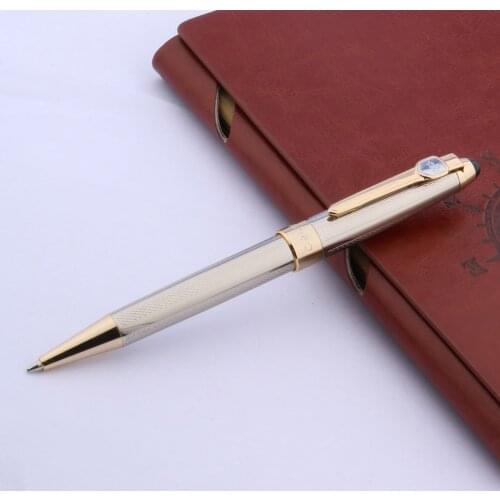 Jinhao 165 Waves Stainless Steel Golden Trim Metal Gift Writing Ballpoint Pen