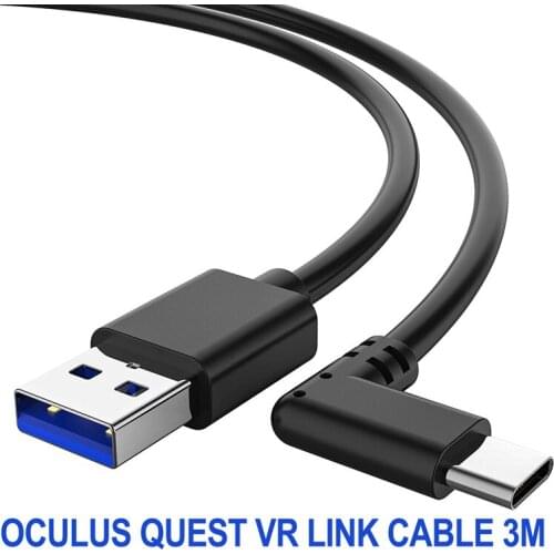 Type-C Data Cable 90 Elbow Design Gold-plated 15U Faster Transfer Reversible Connector for Oculus Quest VR Link