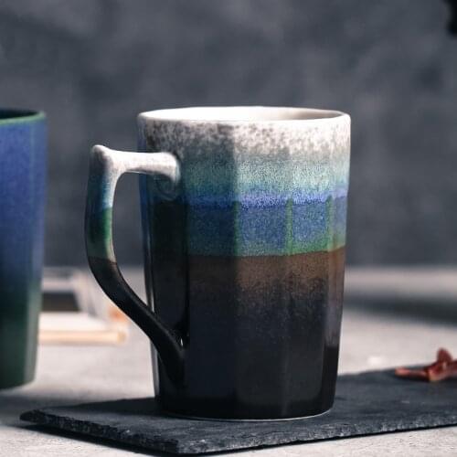 Japanese style retro multicolor transforming ceramic mug Exquisite handmade art coffee cup Color Gradient Milk Cup