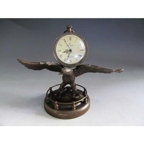 Chinese collect Copper Eagle sculpture mechanical clock watch Statue wholesale factory Arts outlets