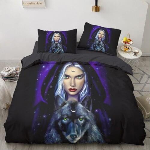 Family sets Euro Bed linen set for home Bedding Set duvet cover 150*200 200*220 eruo 2.0 size Bed set 6pcs Witch wolf drop
