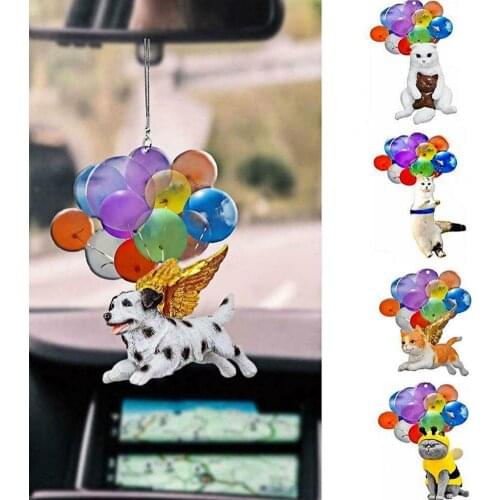 Colorful Balloon Animal Pendent Cute Car Interior Decor Acrylic Cat Dog Balloon Hanging Ornament Decoration for Vehicle
