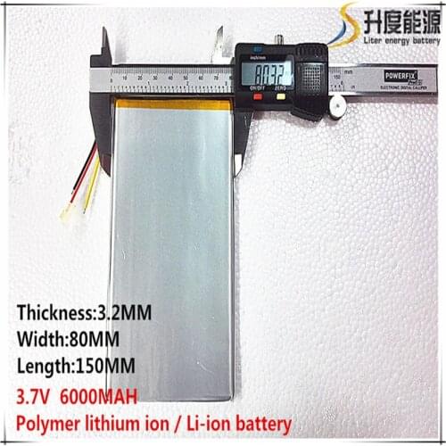 1PCS free shipping Good Qulity 3.7V 6000mAH(Real 5900mAh) Li-ion battery for CHUWI V88, V971,Pipo M9 Tablet PC, 3.2*80*150mm