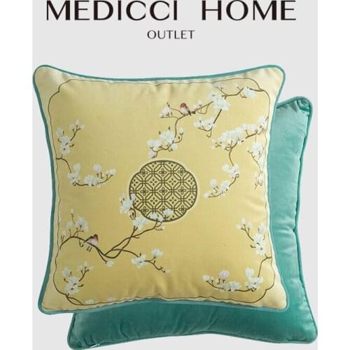 Medicci Home Farmhouse Cushion Covers Morandi Yellow And Blue Contrast Color Japanese Modern Square Pillow Case Shams Chic Deco