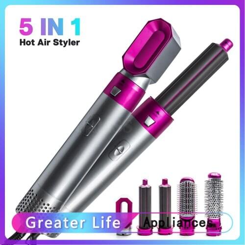 Multifunctional Five-in-one Hot Air Comb Hair Straightener Curler Comb Roller One Step Electric Ion Blow Dryer Brush