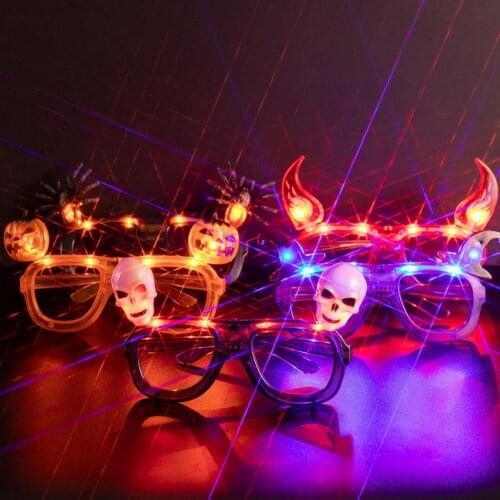 Adult Kids Cartoon Lighting Glasses Toys Spider Pumpkin Pattern For Christmas Halloween Wedding Birthday Party Decoration Props
