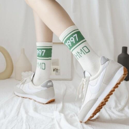 Men and women couple tide socks Korea ins street sports tube socks white long tube old shoes tide high socks Middle Tube