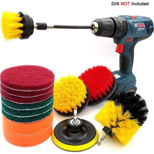 14 piece electric drill brush head set 4-inch cleaning cloth sponge floor tile cleaning and descaling automobile tire cleaning