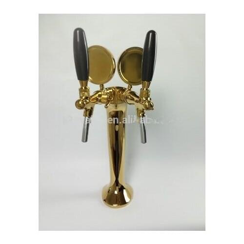 New two Ajustable tap Cobra design beer tower luxury golden brass material PVD plated beer tower with Beer Badges for homebrew