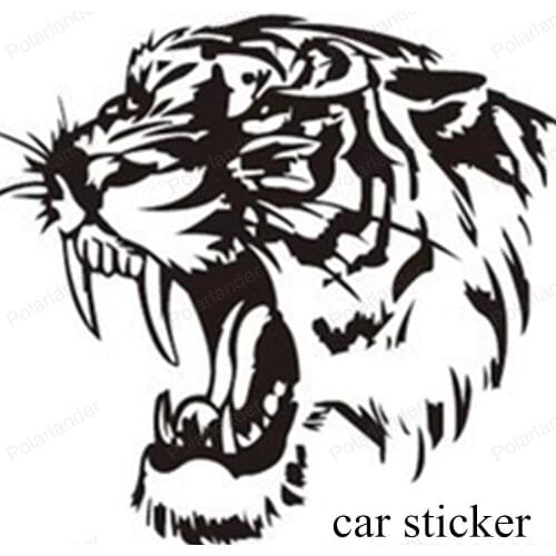 Newest 28*28cm cool reflective car sticker decals tiger head hood of car and motorcycle side car stickers black and white